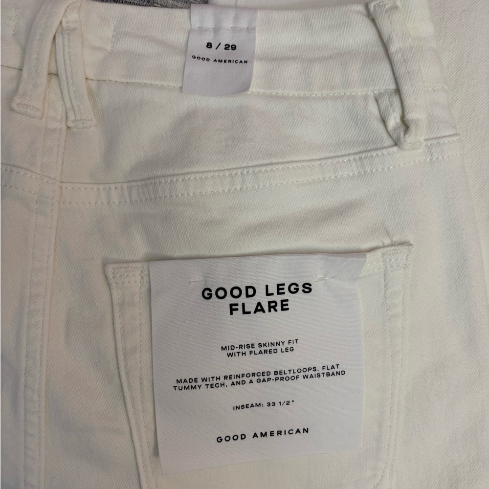 Good American Good Legs Mid Rise Flare Jeans In White Sz 8 NWT | Good American - - Picture 8 of 9